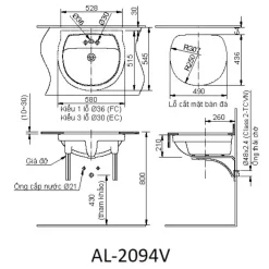 Chậu rửa mặt lavabo âm bàn INAX AL-2094V (AL2094V) men Aqua Ceramic 9 Chau lavabo Inax Al 2094v am ban 2