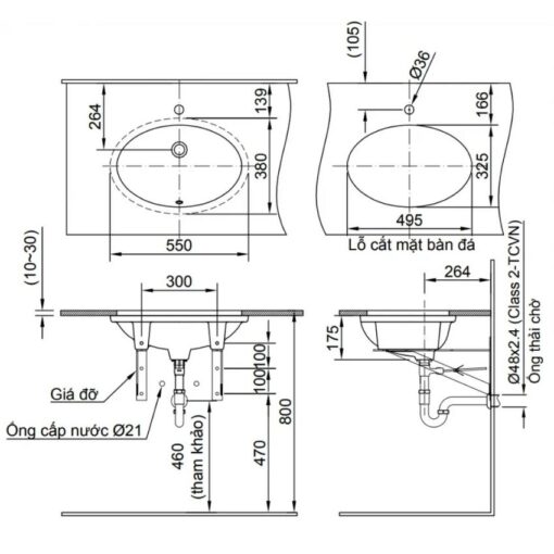 Chau lavabo Inax Al 2216V am ban hinh oval 7