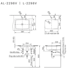 Chậu rửa mặt lavabo âm bàn INAX AL-2298V (AL2298V) men Aqua Ceramic 12 Chau lavabo Inax Al 2298V am ban 3