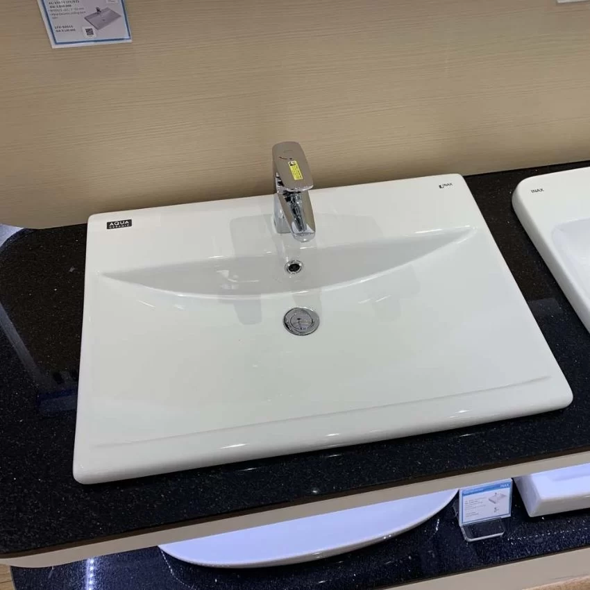 Chậu lavabo dương vành INAX AL-2397V (AL2397V) men Aqua Ceramic 6 Chau lavabo Inax Al 2397v duong vanh 5