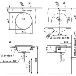 Chau lavabo Inax Al 333V ban am 6