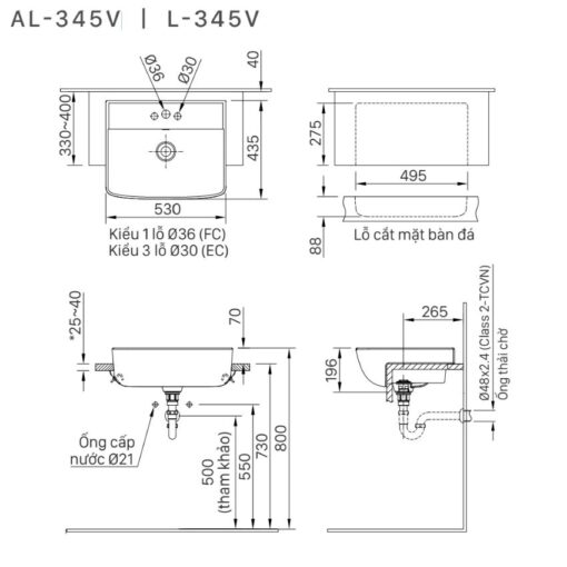 Chau lavabo Inax Al 345V ban am 8