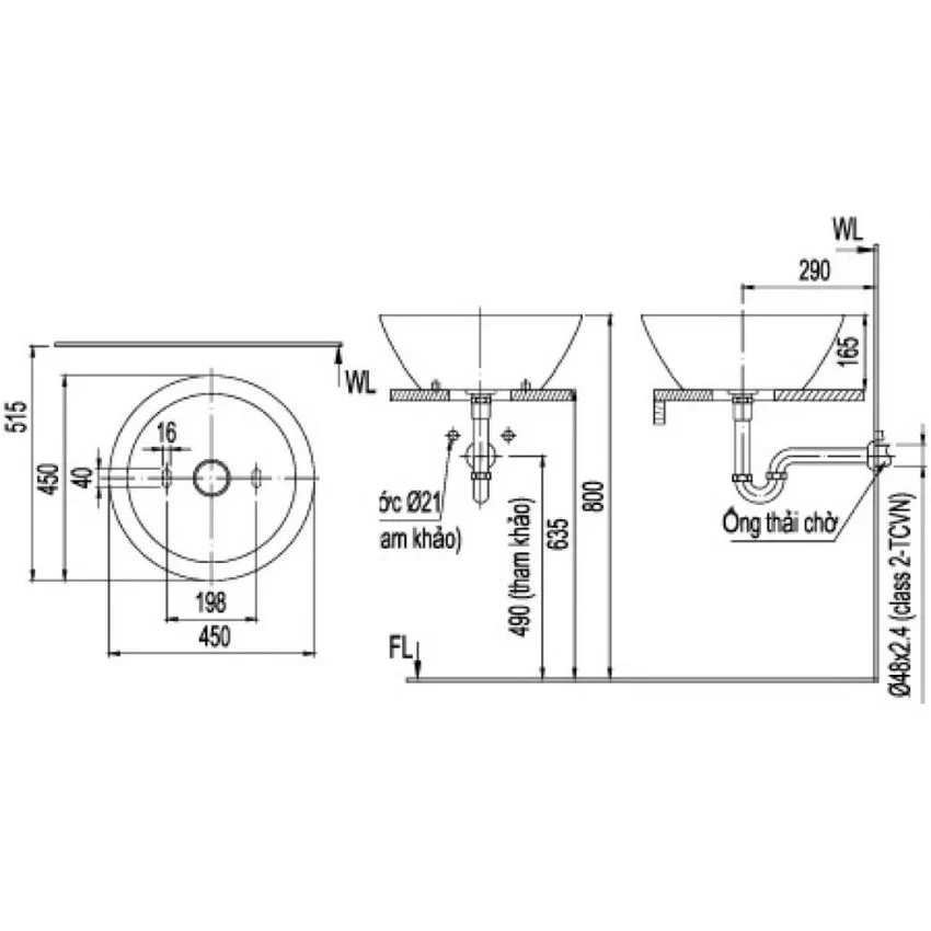 Chậu rửa lavabo đặt bàn INAX AL-445V (AL445V) men Aqua Ceramic 5 Chau lavabo Inax Al 445v duong ban da 5