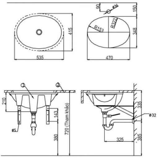 Chau lavabo Inax al 2293V am ban hinh oval 7