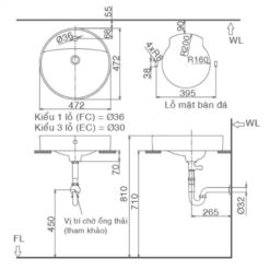 Chau lavabo Inax al 294v hinh tron dat duong ban da 3