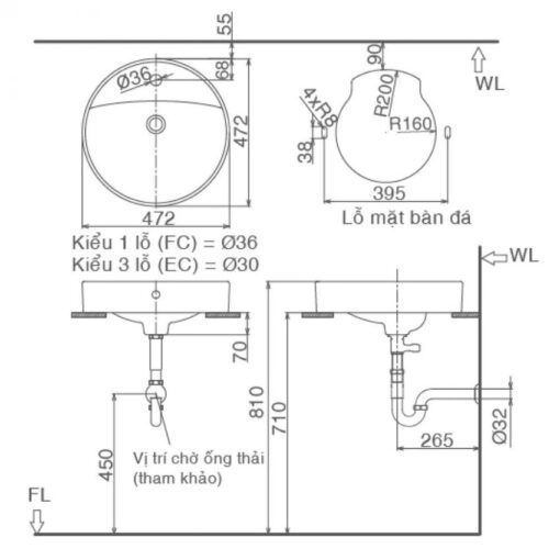 Chau lavabo Inax al 294v hinh tron dat duong ban da 3