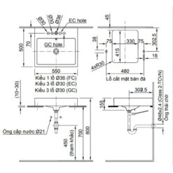 Chau lavabo Inax al 536v duong ban 3