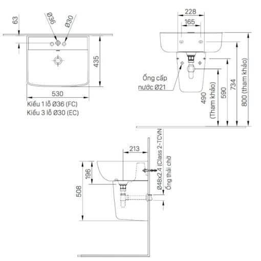 Chau lavabo treo tuong Inax AL 312 8