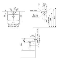 Chau lavabo treo tuong inax al 289v 6