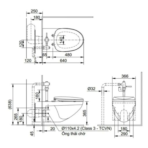 ban cau inax ac 22pvn treo tuong nap em kem van xa 4 1