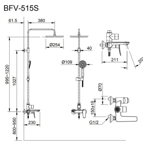 Bộ sen cây nóng lạnh INAX BFV-515S (BFV515S)