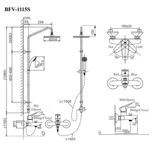 Bộ sen cây nóng lạnh INAX BFV-1115S (BFV1115S)