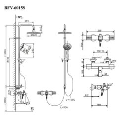 Bộ sen cây tắm đứng ổn nhiệt INAX BFV-6015S (BFV6015S)