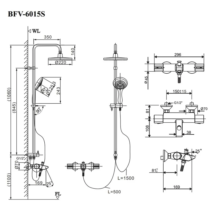 Bộ sen cây tắm đứng INAX BFV-6015S ứng dụng thực tế Sen cây INAX BFV-6015S trong phòng tắm hiện đại