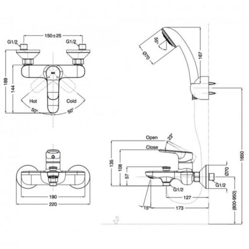 Bộ sen tắm nóng lạnh INAX BFV-1403S-8C (BFV1403S8C)