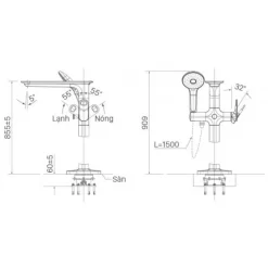 Bộ sen vòi đặt sàn cho bồn tắm INAX BFV-656S (BFV656S) 15 Bộ sen vòi đặt sàn cho bồn tắm INAX BFV-656S (BFV656S)