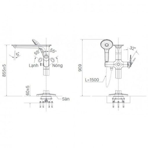 Bộ sen vòi đặt sàn cho bồn tắm INAX BFV-656S (BFV656S)