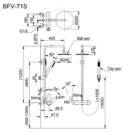 Bộ sen cây nóng lạnh INAX BFV-70S (BFV70S)