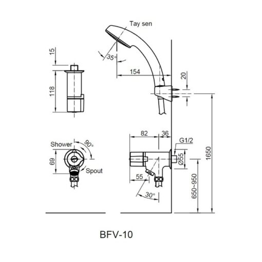 Bộ vòi sen tắm lạnh INAX BFV-10-1C (BFV101C)