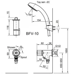 Bộ vòi sen tắm lạnh INAX BFV-10-2C (BFV102C)