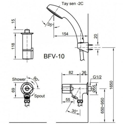 Bộ vòi sen tắm lạnh INAX BFV-10-2C (BFV102C)