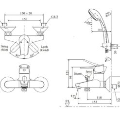Bộ vòi sen tắm nóng lạnh INAX BFV-1003S-1C (BFV1003S1C)