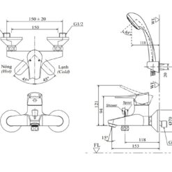 Bộ vòi sen tắm nóng lạnh INAX BFV-1003S-2C (BFV1003S2C)