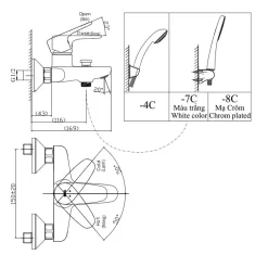 Bộ vòi sen tắm nóng lạnh INAX BFV-1113S-8C (BFV1113S8C)