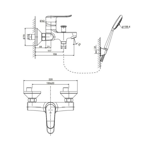 Bộ vòi sen tắm nóng lạnh INAX BFV-2013S (BFV2013S)