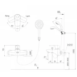 Bộ vòi sen tắm nóng lạnh INAX BFV-213S-3C (BFV213S3C)