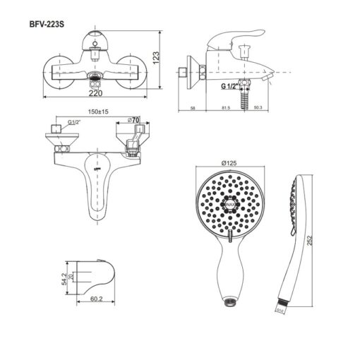 Bộ vòi sen tắm nóng lạnh INAX BFV-223S (BFV223S)