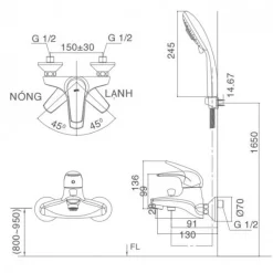 Bộ vòi sen tắm nóng lạnh INAX BFV-3003S-3C (BFV3003S3C)