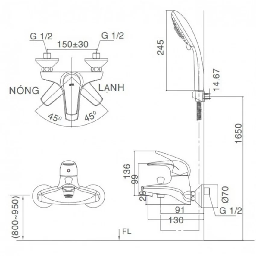 Bộ vòi sen tắm nóng lạnh INAX BFV-3003S-3C (BFV3003S3C) 16 Bộ vòi sen tắm nóng lạnh INAX BFV-3003S-3C - Hình ảnh 5