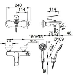 Bộ vòi sen tắm nóng lạnh INAX BFV-503S (BFV503S)