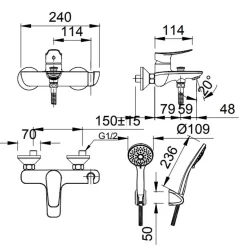 Bộ vòi sen tắm nóng lạnh INAX BFV-503S (BFV503S)