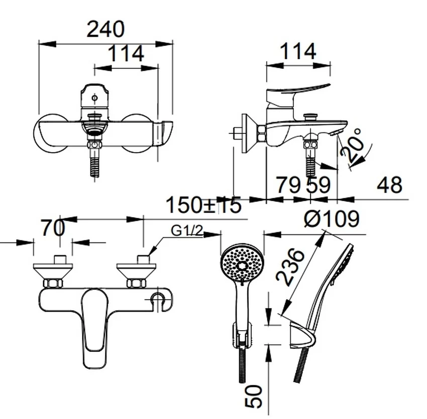 Bộ vòi sen tắm nóng lạnh INAX BFV-503S Bộ vòi sen tắm nóng lạnh INAX BFV-503S - Hình ảnh 5