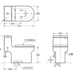 Bồn cầu 1 khối TOTO CW895JW F nắp đóng êm TC880SJ