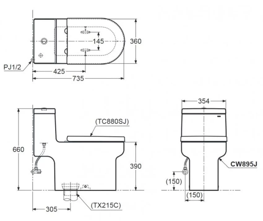Chi tiết bồn cầu 1 khối TOTO CW895JW F Chi tiết bồn cầu 1 khối TOTO CW895JW F