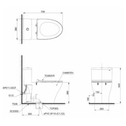 Bồn cầu 1 khối TOTO MS857DT8 nắp đóng êm TC600VS