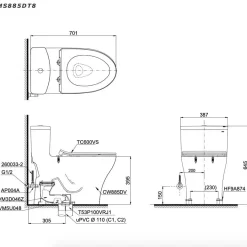 Bồn cầu 1 khối TOTO MS885DT8 nắp đóng êm TC600VS 18 Bồn cầu 1 khối TOTO MS885DT8 nắp đóng êm TC600VS