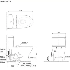 Bồn cầu 1 khối TOTO MS889DRT8 nắp đóng êm TC600VS