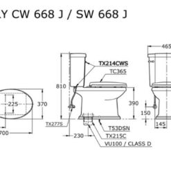 Bồn cầu 2 khối Memory TOTO CW668J nắp đóng êm TC393VS