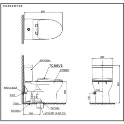 Bồn cầu 2 khối TOTO CS302DT10 nắp đóng êm TC395VS