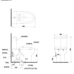 Bồn cầu 2 khối TOTO CS320DRT3 nắp đóng êm TC385VS
