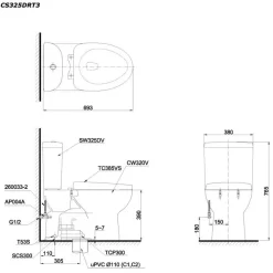 Bồn cầu 2 khối TOTO CS325DRT3 nắp đóng êm TC385VS