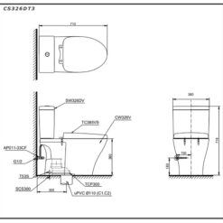 Bồn cầu 2 khối TOTO CS326DT3 nắp đóng êm TC385VS