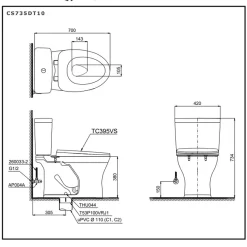 Bồn cầu 2 khối TOTO CS735DT10 nắp đóng êm TC395VS 12 Bồn cầu 2 khối TOTO CS735DT10 nắp đóng êm TC395VS