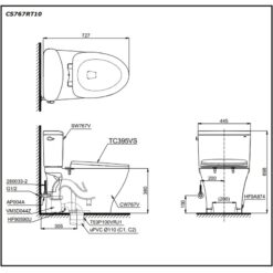 Bồn cầu 2 khối TOTO CS767RT10 nắp đóng êm TC395VS