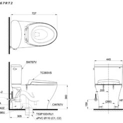 Bồn cầu 2 khối TOTO CS767RT2 nắp đóng êm TC393VS