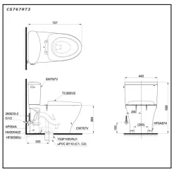 Bồn cầu 2 khối TOTO CS767RT3 nắp đóng êm TC385VS
